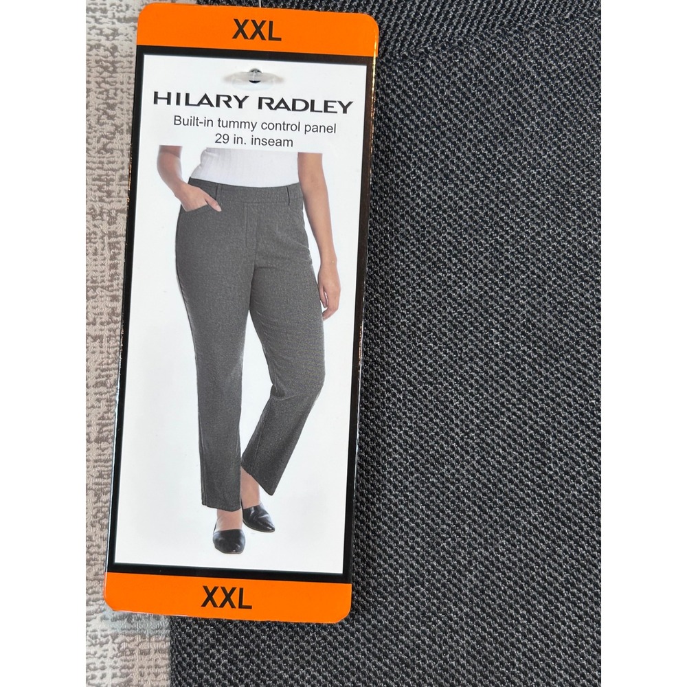 NWT Hilary Radley Womens XXL Charcoal Grey Slim Leg Tummy Control Pants Classic